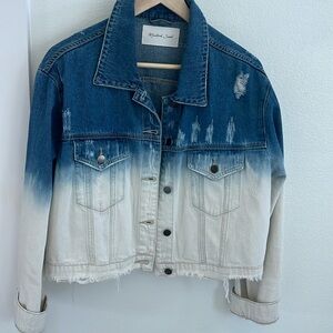 Distressed ombré denim jacket, size medium